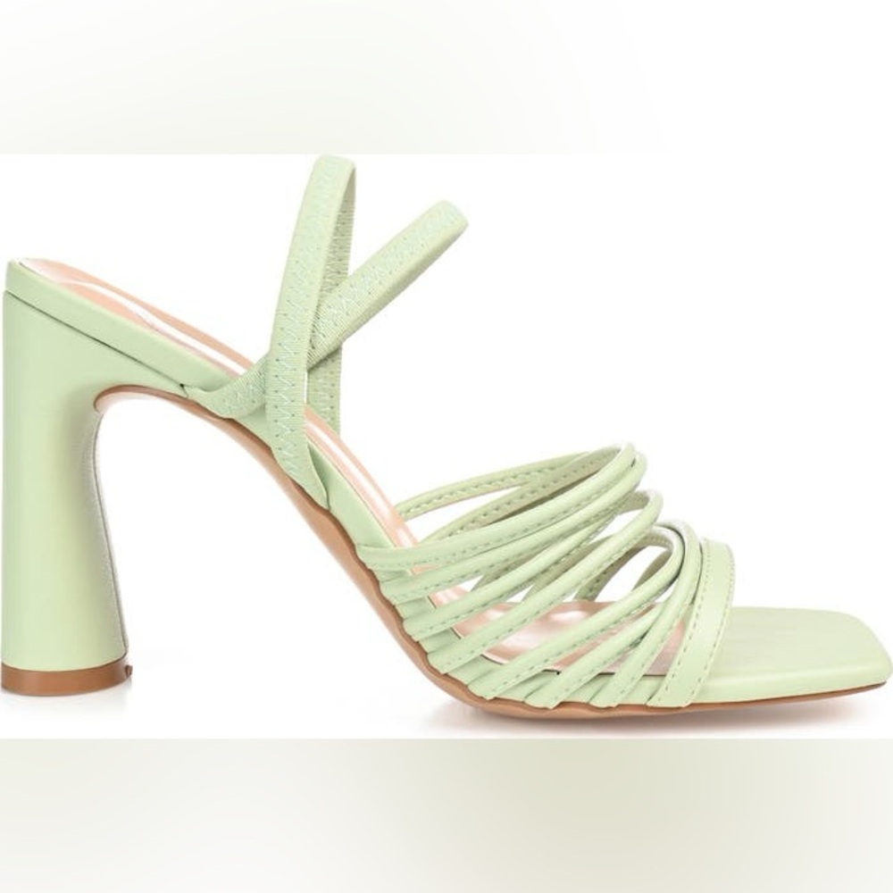Journee Womens Hera Open Square Toe High Block Heel Sandals🔥 SAGE SIZE 8.5🔥 - Picture 3 of 15